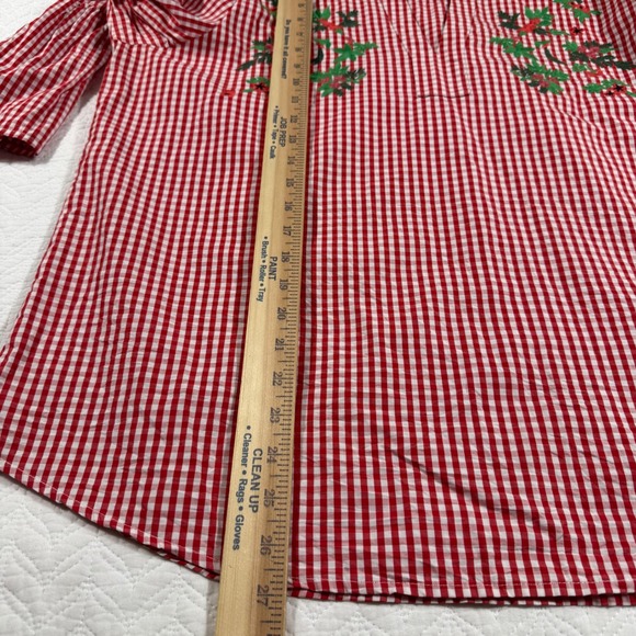 Marc New York Andrew Marc Red Gingham Embroidered Bell Sleeve Top Womens‎ XL - Picture 8 of 10